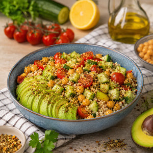 Quinoa-Bowl mit Avocado & fruchtigem Dressing