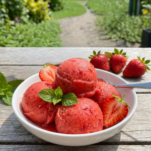 Erdbeer-Sorbet mit Eistee Erdbeere