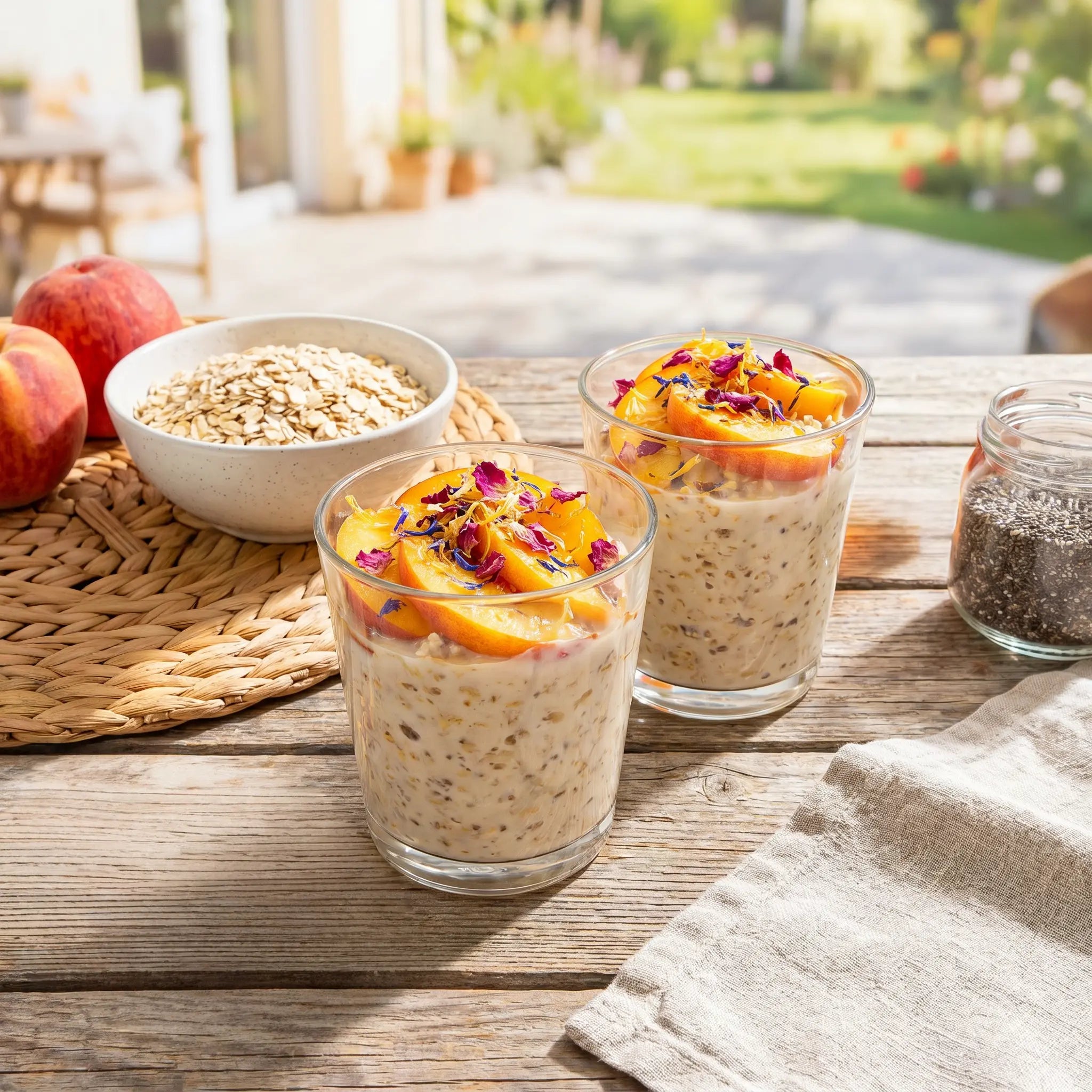 Eistee-Overnight-Oats mit Pfirsich
