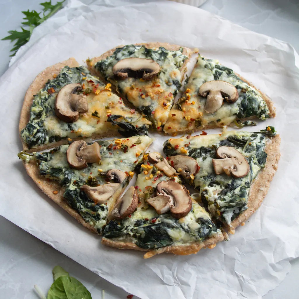 Scharfe Spinat Pizza