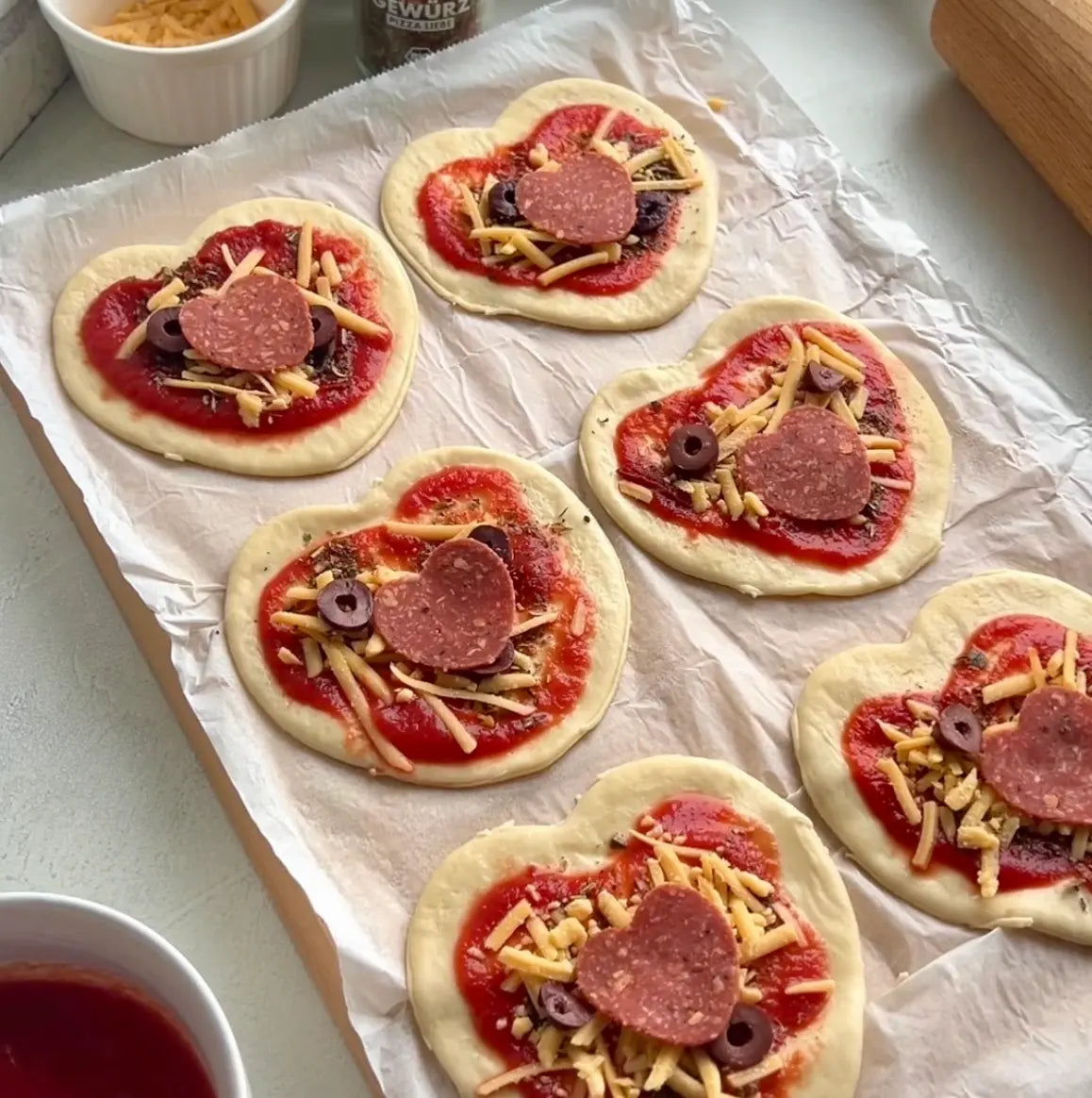 Mini Herz-Pizzen