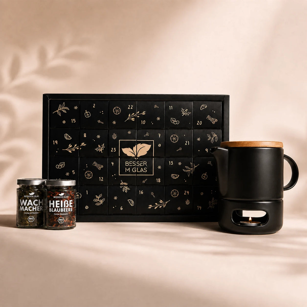 Thee adventskalender met keramische theepot set