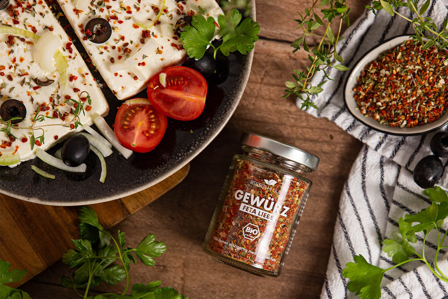 FeTa liebe - Bio-Gewürzmischung. Schnell und einfach mediterranen Feta zubereiten.