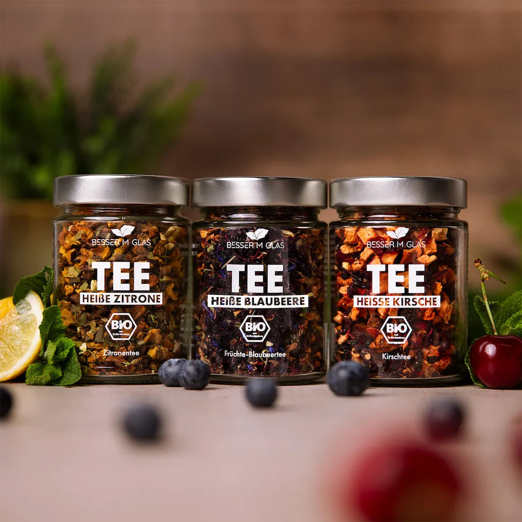 loser tee aufbewahrung glas Bio Früchtetee-Set | Besser im Glas | Loser Tee Geschenk-Idee | 100% natürlichen Zutaten