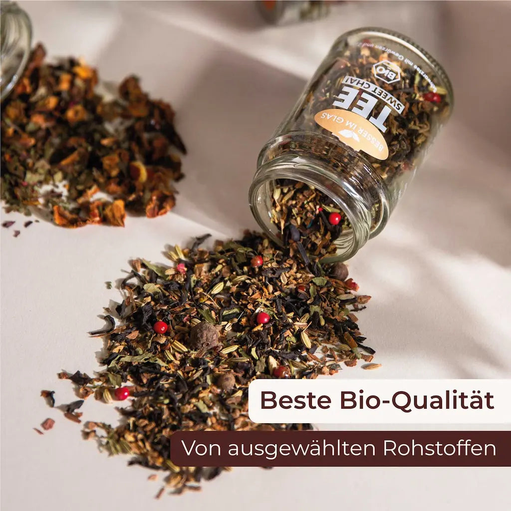Bio Zutaten im Besser im Glas Adventskalender Tee und Gewürze 2023