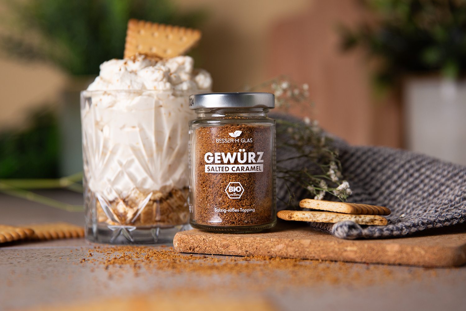 Salted Caramel - Bio Gewürzmischung von Besser im Glas. Salzig-Süßes Topping