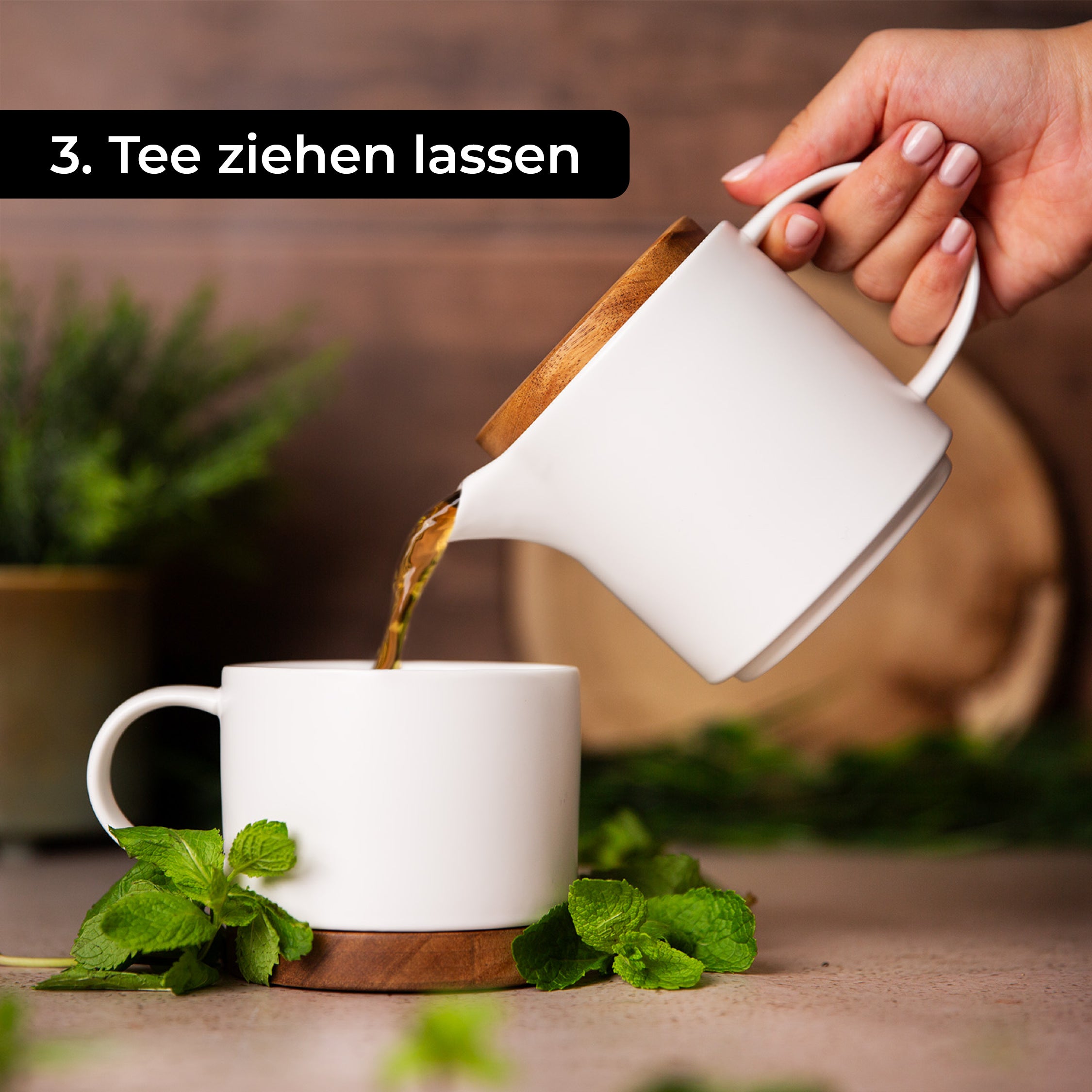 Keramik Teekanne (500ml) mit Tasse