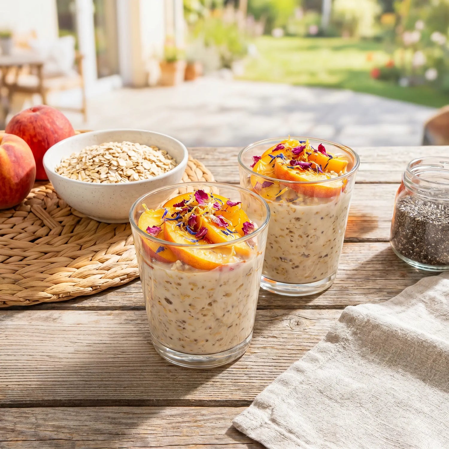 Eistee-Overnight-Oats mit Pfirsich