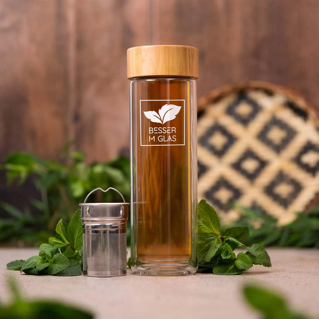 Tee-Glasflasche mit Sieb | Besser im Glas