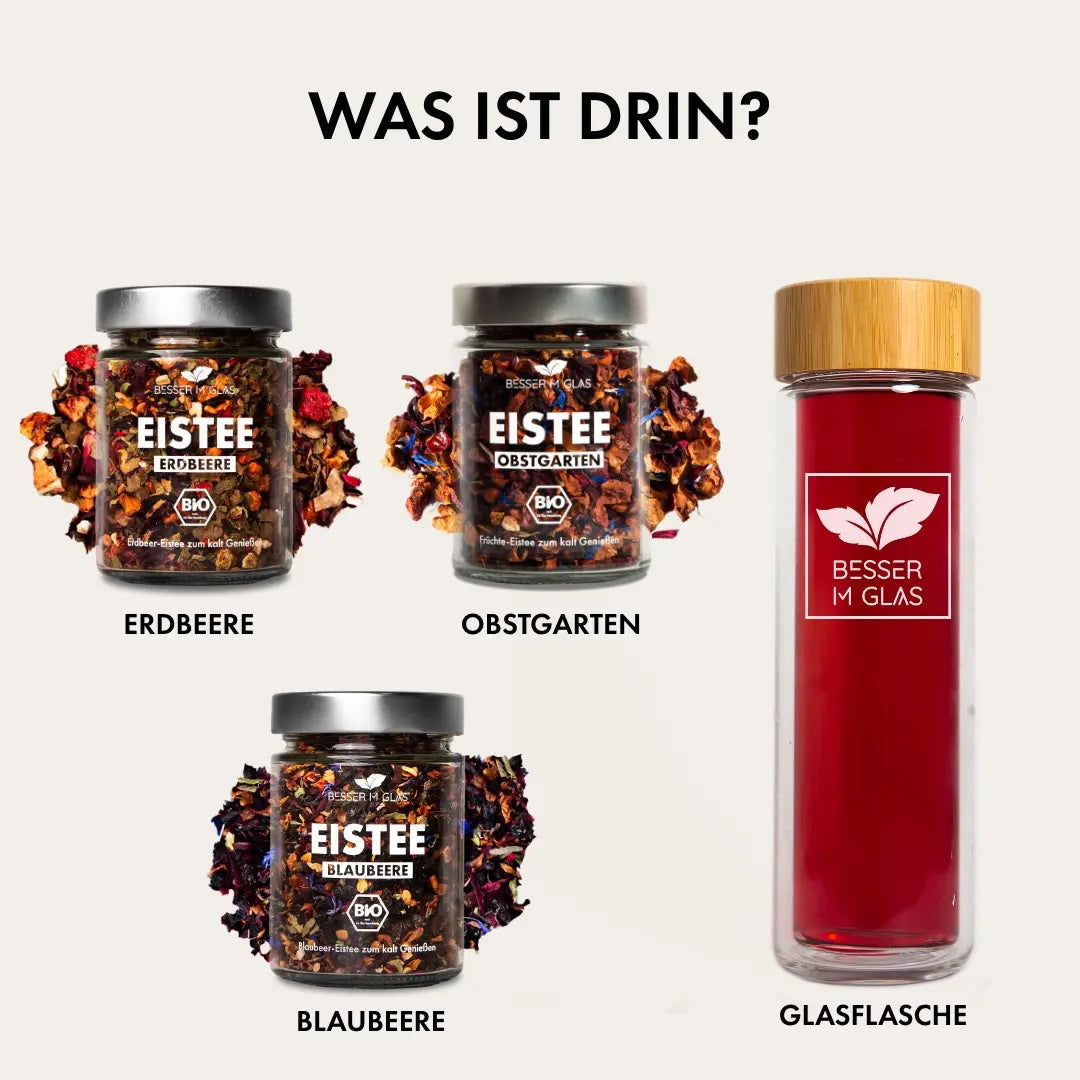 Fruit ijsthee set met fles