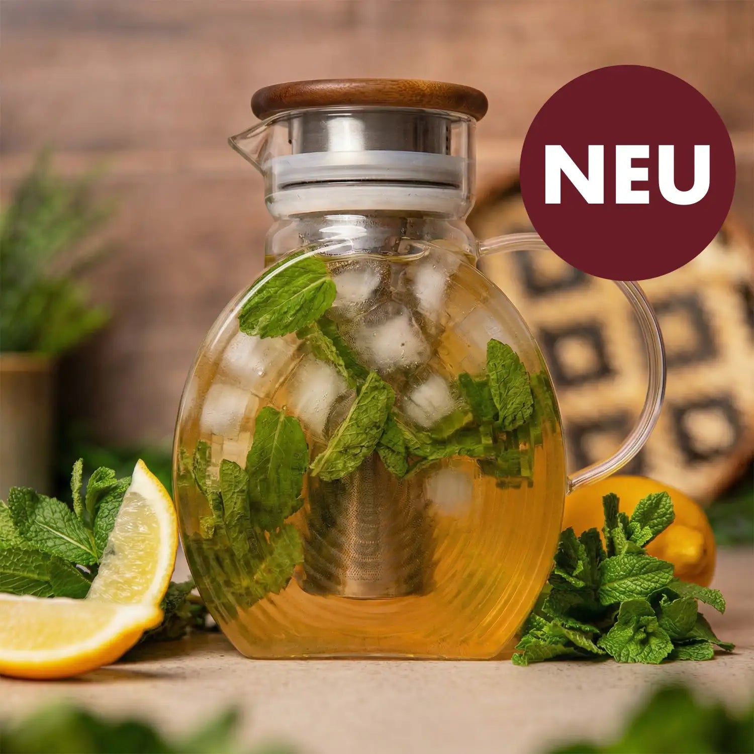 Glas Eisteekaraffe für Kühlschrank (1,5 L)