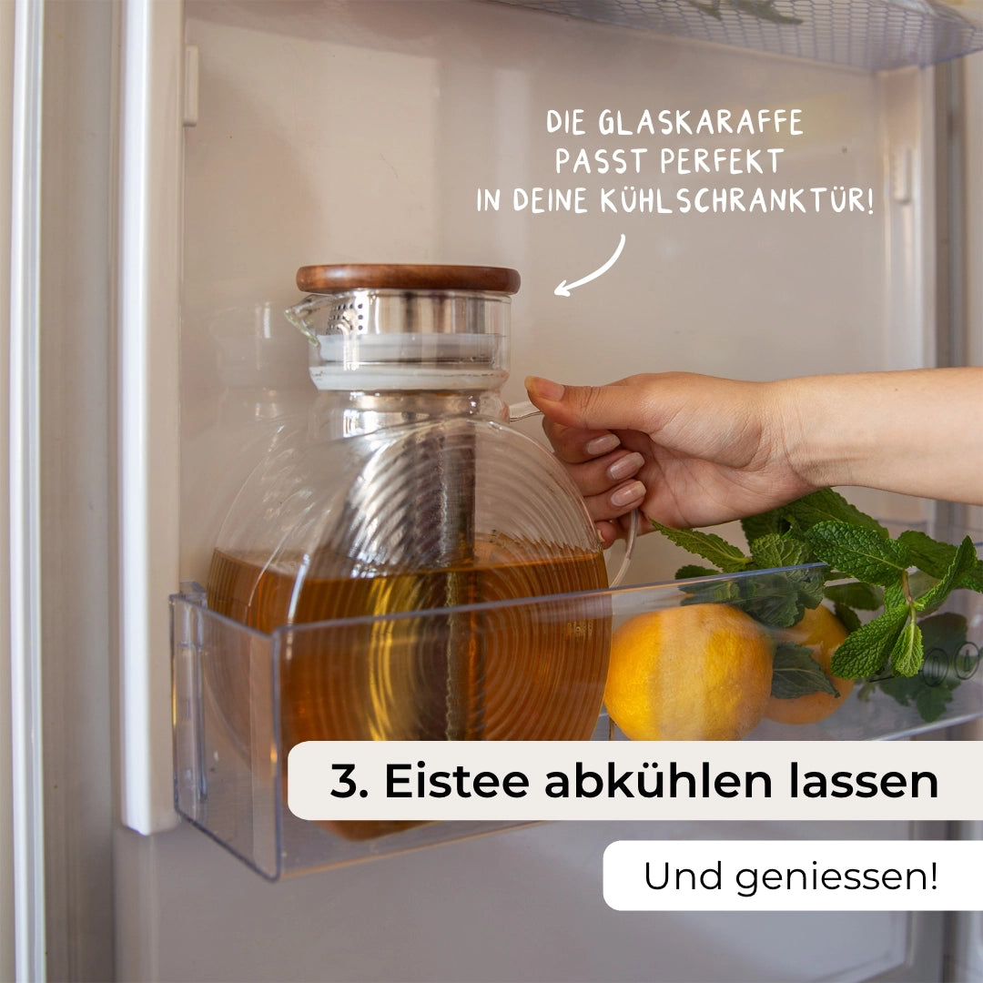 Glas Eisteekaraffe für Kühlschrank (1,5 L)