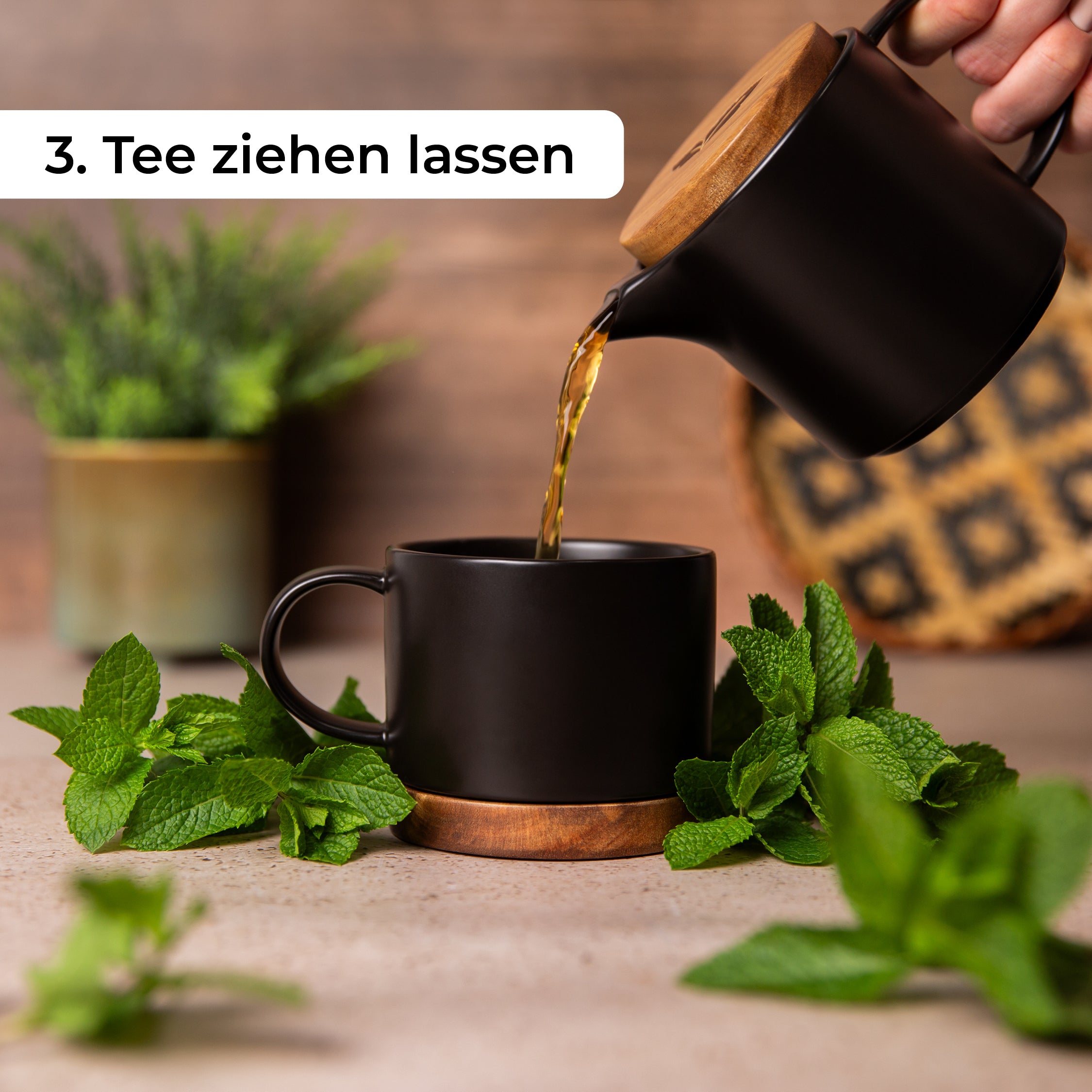 Keramik Teekanne (500ml) mit Tasse