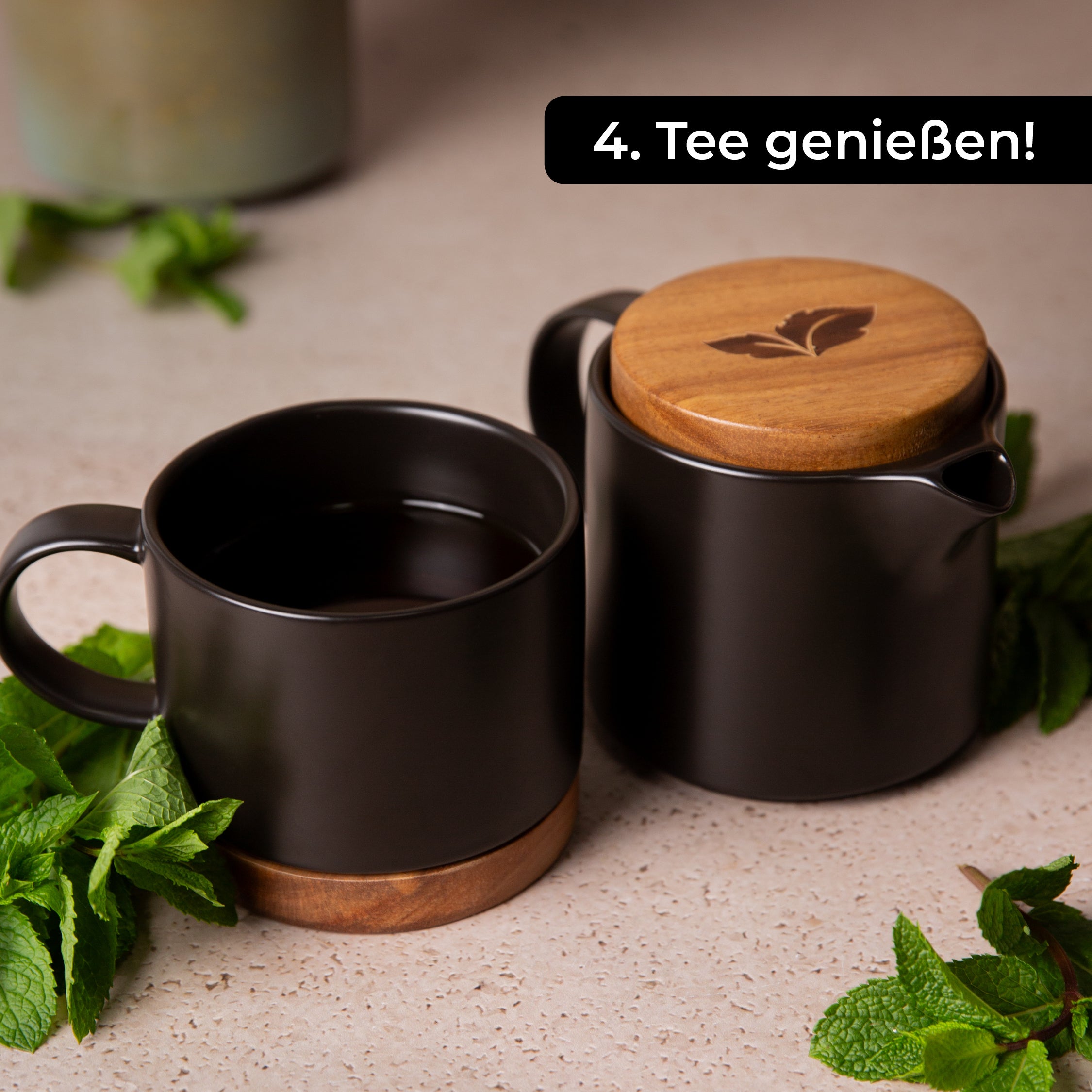 Keramik Teekanne (500ml) mit Tasse